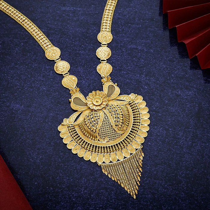 Grand Cascading Floral Gold Long Necklace-NKSS5597 SU2E83 - Image 2