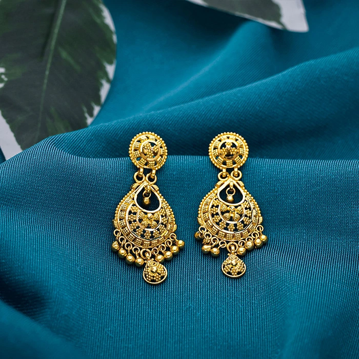 Heritage Flower Chandelier Chandbali Gold Earrings-ER15903 SU2HKM - Image 2