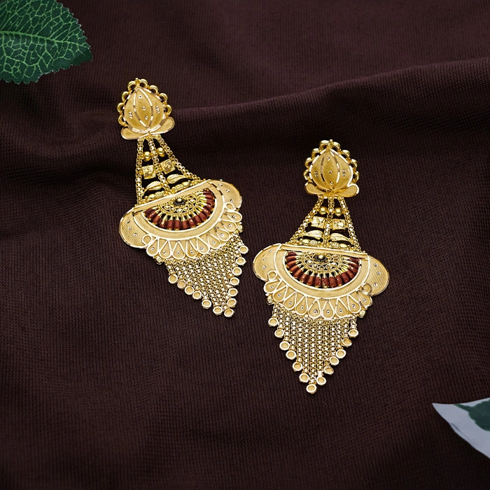 Royal Filigree Temple Gold Earrings - ER16866 SU2E83 - Image 2