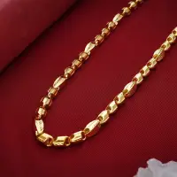 Gold Faceted Bead Link Chain Necklace - 1060009683092S366