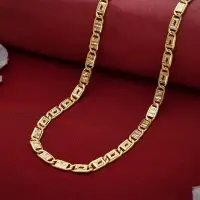Gold Engraved Link Chain Necklace - CH3987SU2E8K