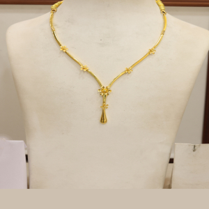 Petal Drop Semi Long Gold Necklace-1060002179387AA S181