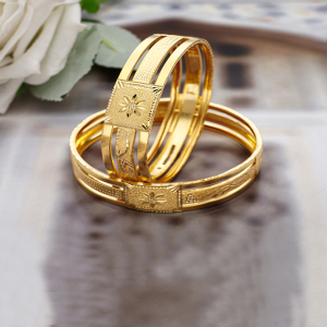 22KT Floral Engraved Shagun Collection-BNG21033 S298