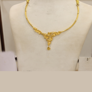 Ornate Bloom Semi Long Gold Necklace-1060002179325AA S181