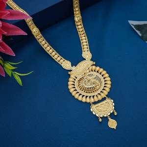 22K Gold Peacock Round Pendant Necklace -NKSL7013SU2EA1