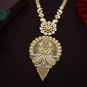 Traditional Antique Bridal Long Gold Necklace-NKSL6140SU2EA1