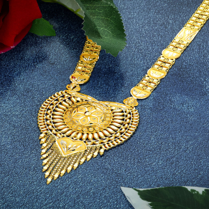 Golden Petals Long Gold Necklace-NKSS2045S373