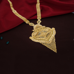 Trikon Kusuma Tassel Long Gold Necklace-1060010986984AA S30