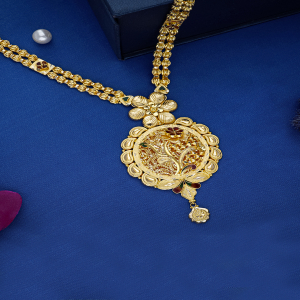 Aarya Floral Aura Long Gold Necklace-1060011458145AA S416