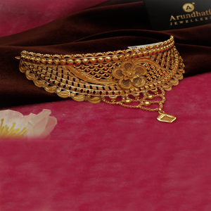 Heritage Floral Traditional Gold Choker Necklace -1060007607519AA S101