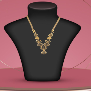 Lattice Bloom Semi Long Gold Necklace-1060007431657AA S353