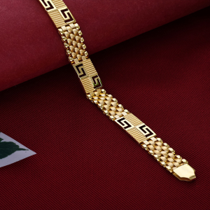 Greek Key Woven Link Gold Bracelet - BRCG1122 S418