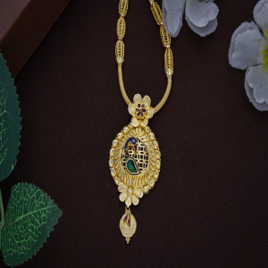 22K Gold Peacock Meenakari Necklace - NCKSS30895SU2E97