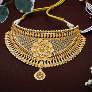 Royal Floral Pattern Gold Choker-NCCS0592 S263