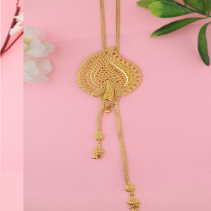 Paisley Drop Semi Long Gold Necklace-1060005745350AA S311