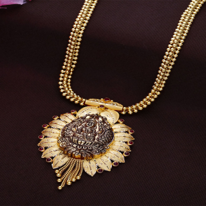 Lotus Heritage Long Gold Necklace-NKSS3083 S416