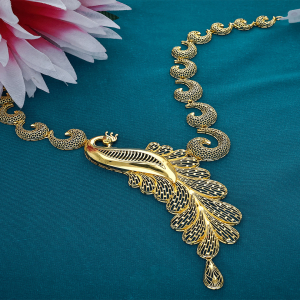 Peacock Feathers Cascade Neckset-NKSL4396 S366