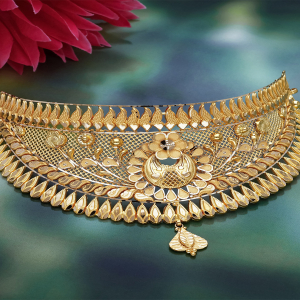 Floral Leaf Gold Choker- NCCS0446 SU2EAE