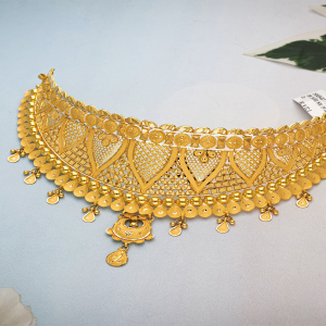Heritage Gold Choker with Filigree Lattice and Teardrop Charms - NCCS0370 S141