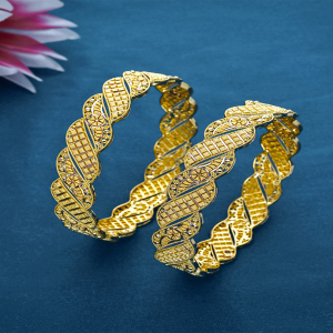 22KT Traditional Twisted Engraved Bangles-BNG21553