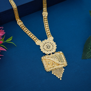 22K Gold Lotus Floral Pendant Necklace - NKSL7035SU2EA1