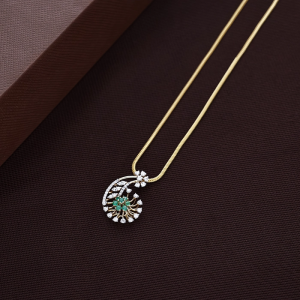 Nature-Inspired Diamond & Emerald Floral Pendant in 18K Yellow Gold - DPND0733S273