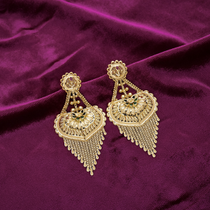22K Gold Floral Tassel Drop Earrings Design for Women - ER19257SU3369