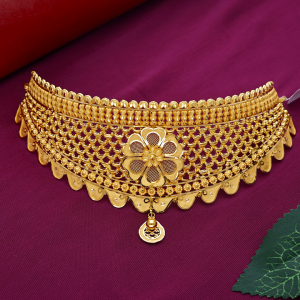 Antique Nakashi Gold Choker Necklace with Lakshmi Motif - NCCS1074SU32A1