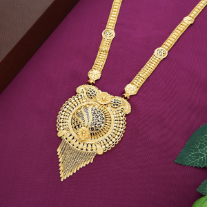 Ornate Paisley & Floral Circular Jali Rani Haar Gold Necklace - NKSL7642SU3369