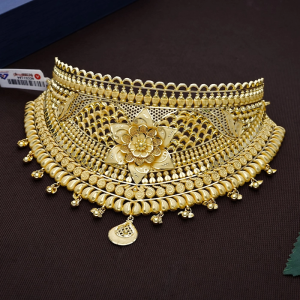 Ornate Blooming Floral Jali Gold Choker Necklace - NCCS1144SU3369