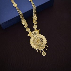 Kalinga Kalka & Peacock Bloom Long Gold Necklace - NKSL8596SUZEAE
