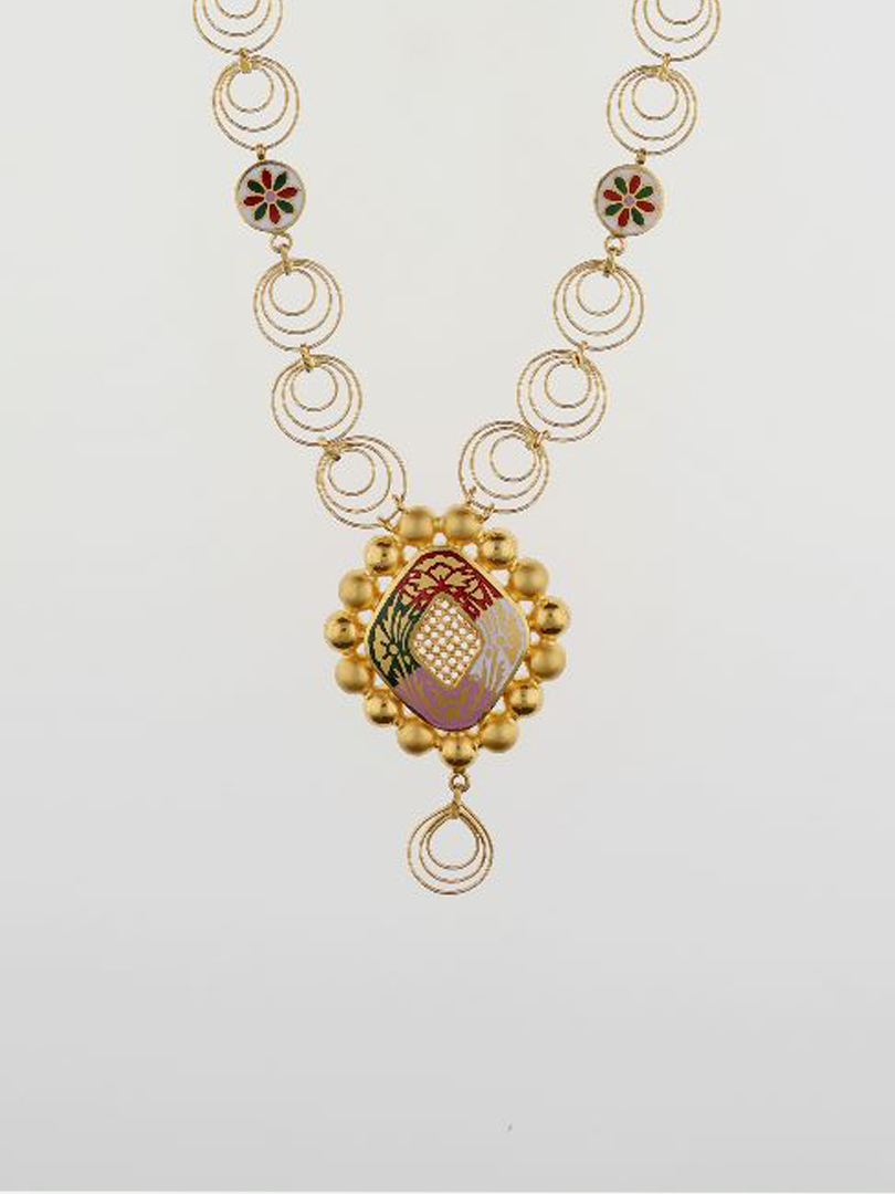 Meenakari Chakra Pendant Necklace-1060005748580AA S263 - Image 2
