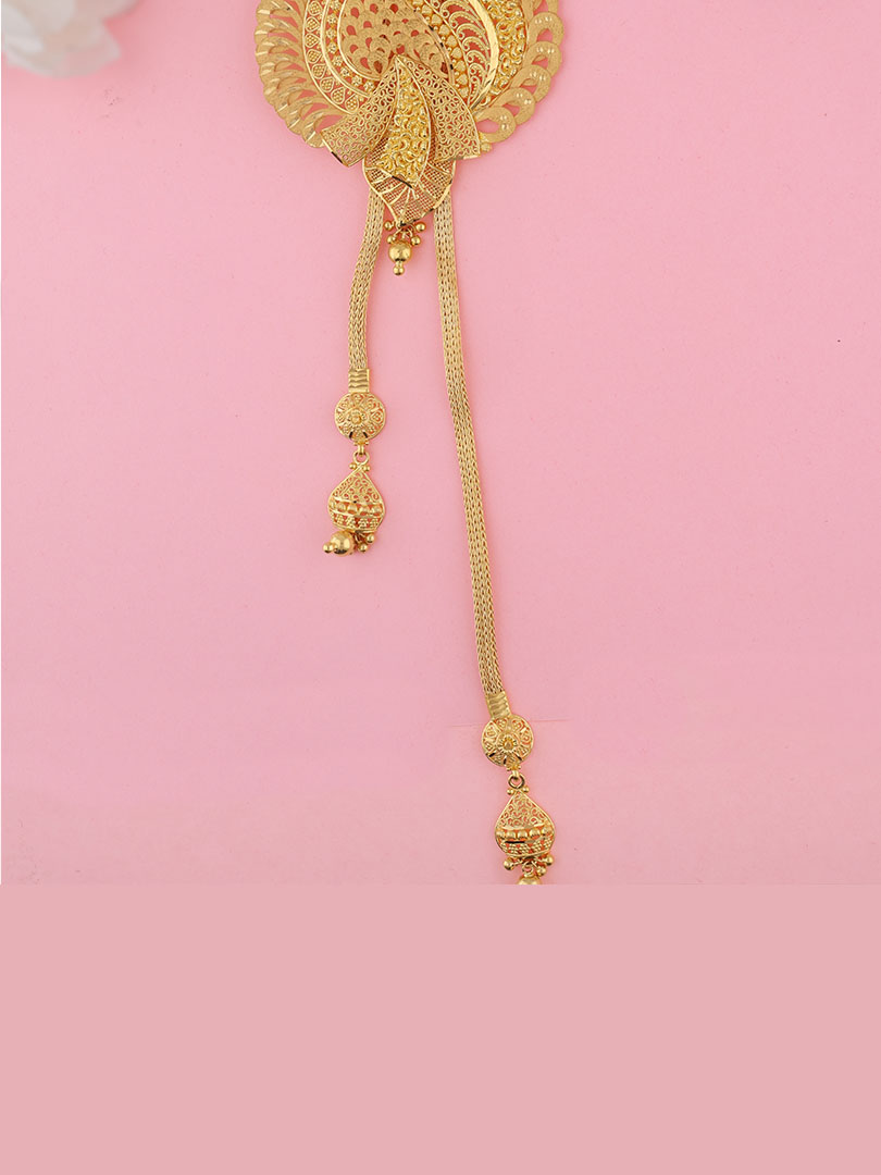 Paisley Drop Semi Long Gold Necklace-1060005745350AA S311 - Image 2