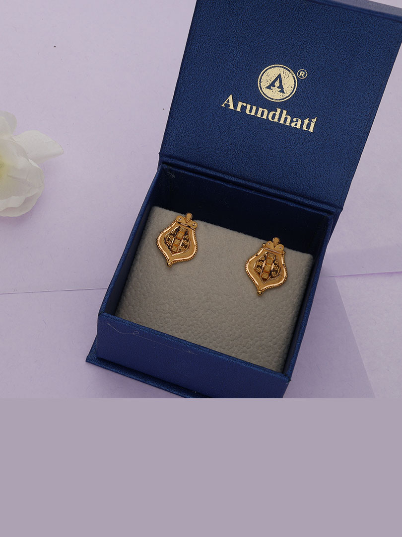 Crowned Cosmos Gold Studs-1060007204435AA S263 - Image 2