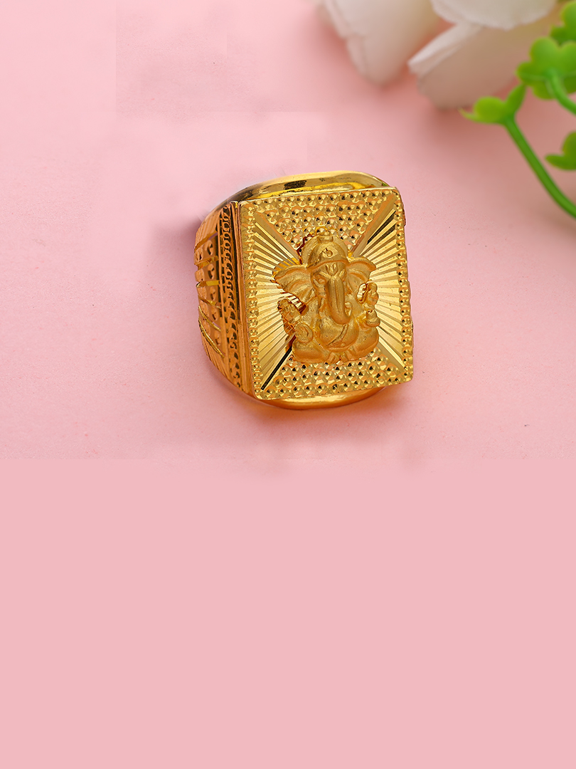 Shree Ganesha Square Gold Ring For men-1060005865744AA S263 - Image 2