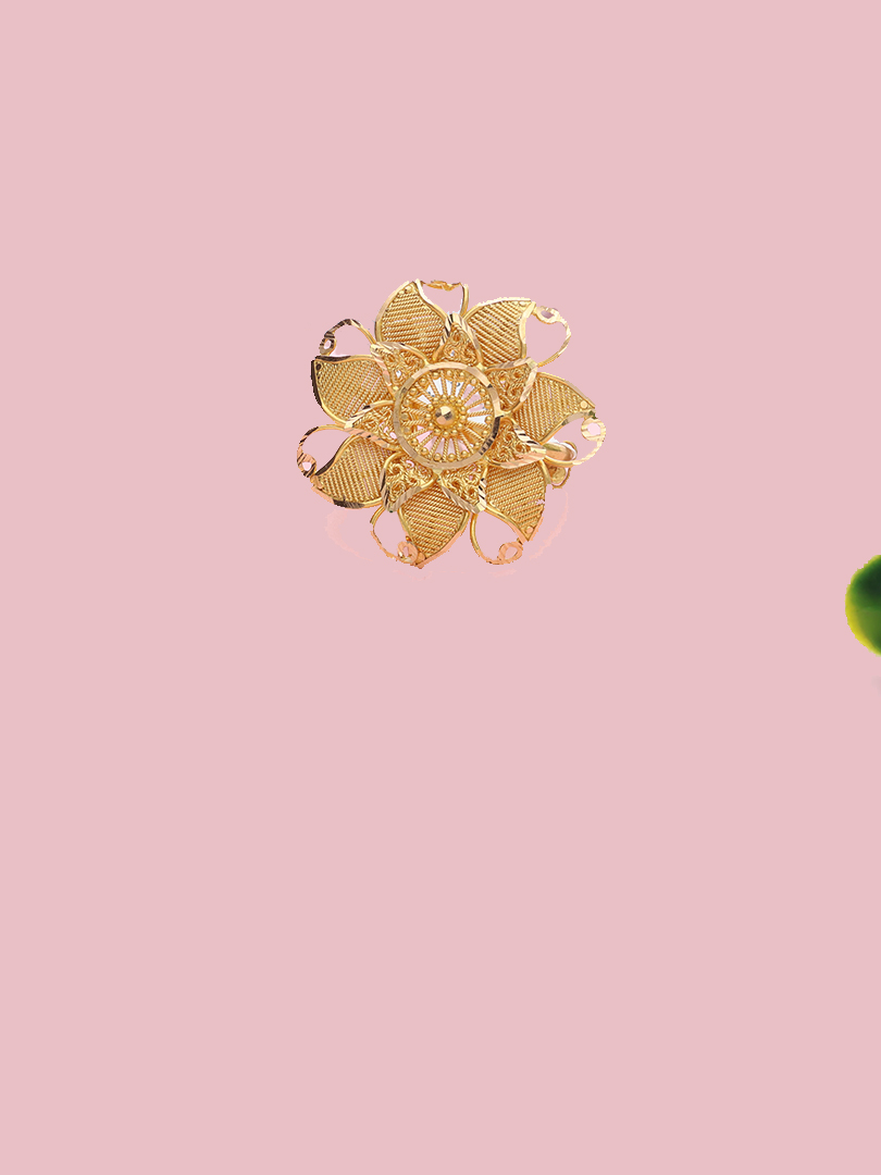 Floral Elegance Gold Office Wear Ring-1060004523300AA S101 - Image 2
