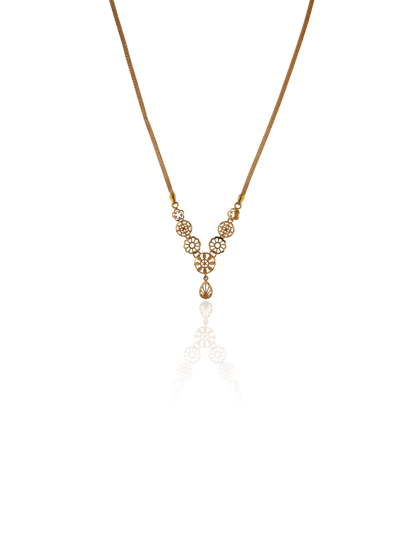 Flora Wheel Semi Long Gold Necklace-1060007431572AA S353 - Image 2