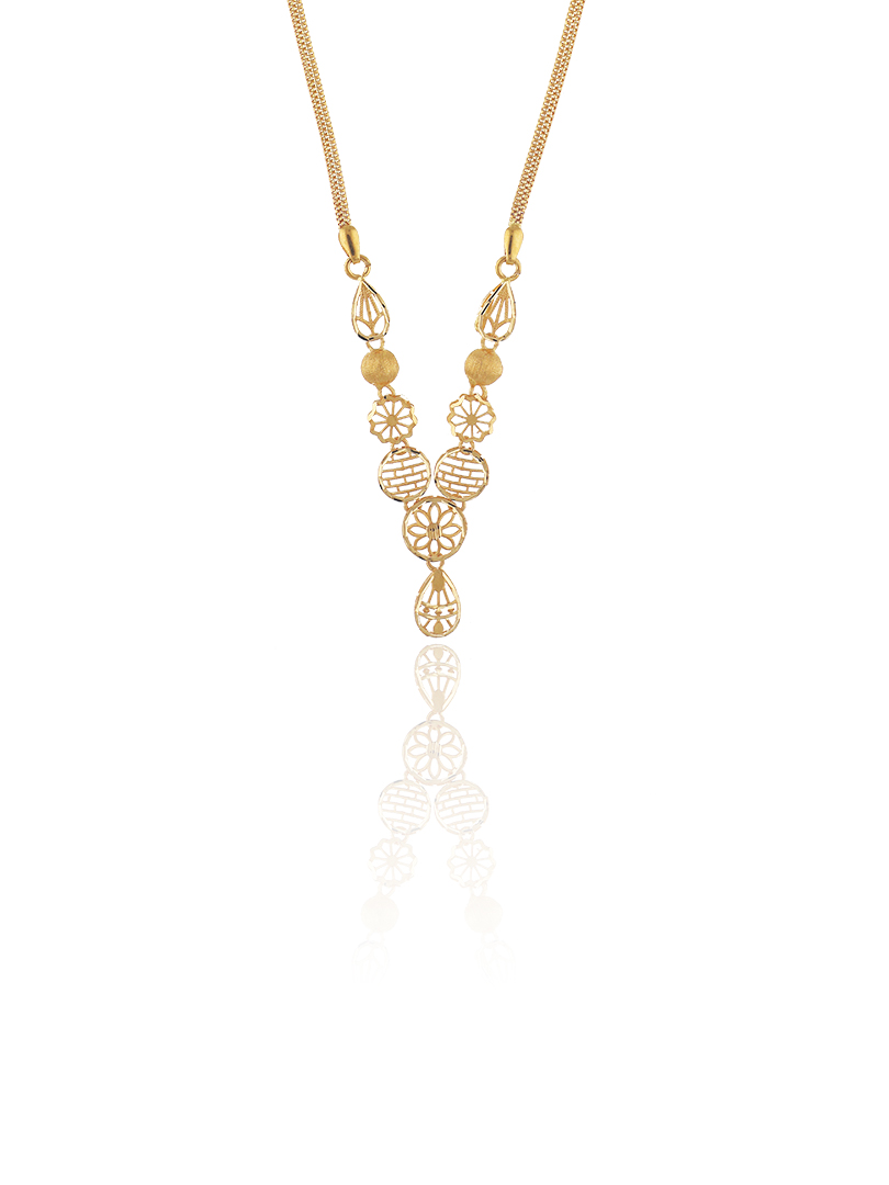 Lattice Bloom Semi Long Gold Necklace-1060007431657AA S353 - Image 2