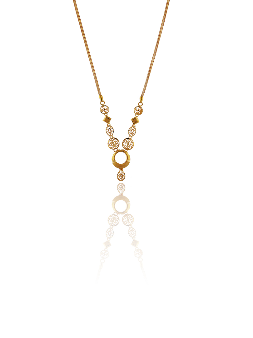 Circle Link Semi Long Gold Necklace-1060007431633AA S353 - Image 2