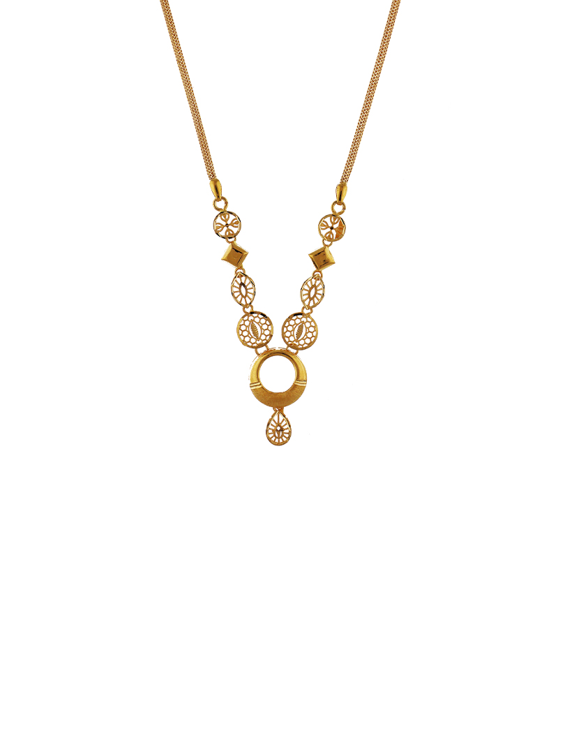 Circle Link Semi Long Gold Necklace-1060007431633AA S353 - Image 3