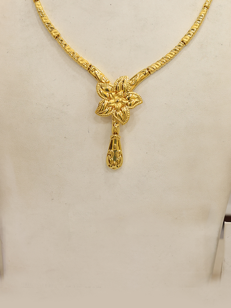Classic Bloom Semi Long Gold Necklace-1060002179356AA S181 - Image 2