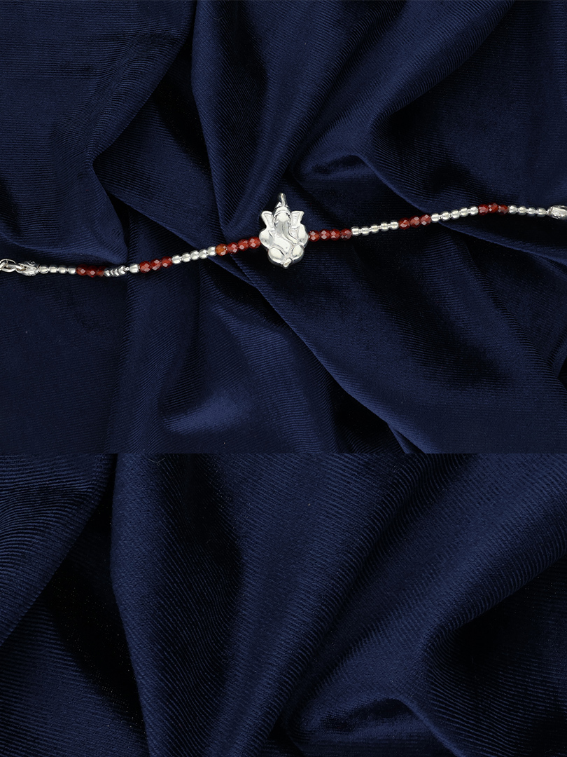 Divine Shri Ganesh Silver Rakhi - Image 2