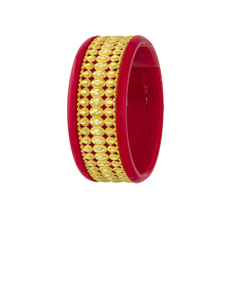 22K Regal Coin Motif Gold Sankha Bangles-SJ-21 - Image 2