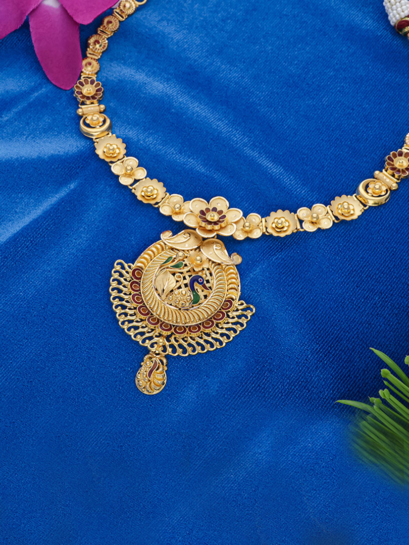 Intricate Peacock Floret Necklace - Image 2