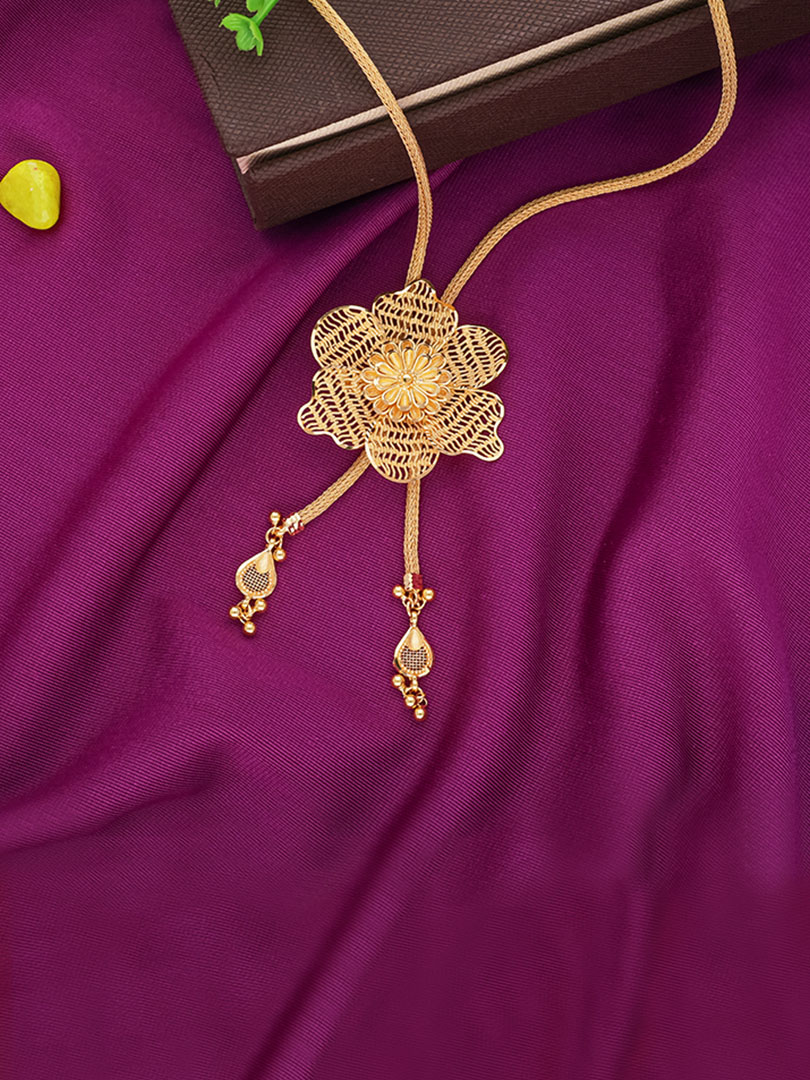 Swarna Kusum 22K Semi Long Gold Necklace-1060009072032AA S2831 - Image 2