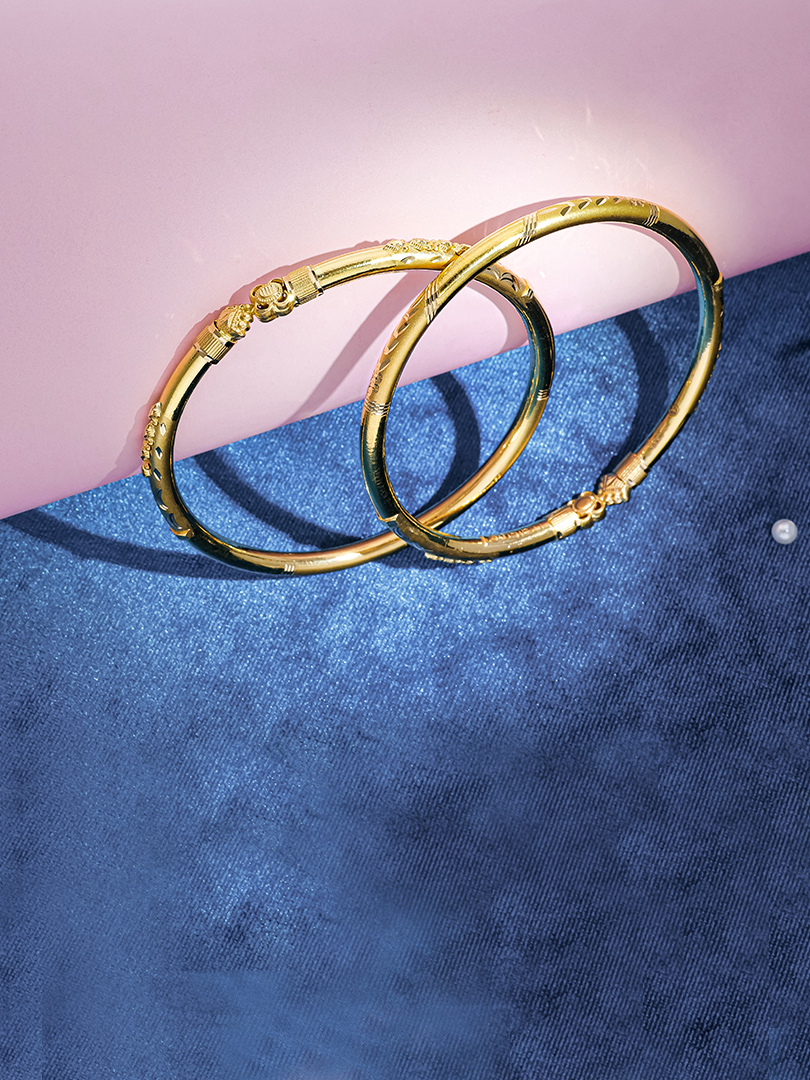 Rivaasa Gold Hollow Bangles-1060009989491AA S23 - Image 2