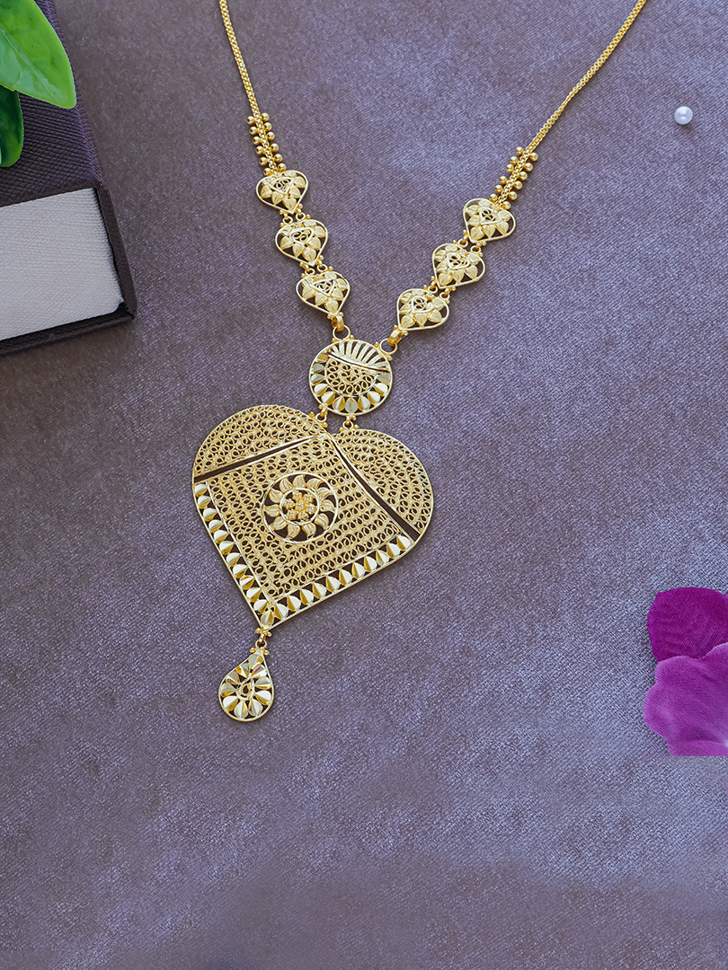 Swarna Pallavi 22K Semi Long Gold Necklace-1060010125185AA S101 - Image 2