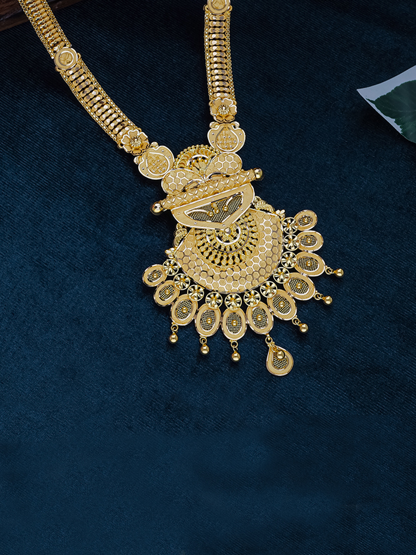 Vibrant Lattice Long Gold Necklace-1060010740753AA S381 - Image 2