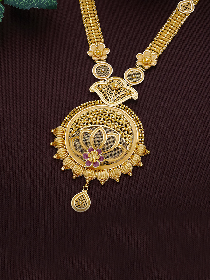 Radiant Lotus Harmony Long Gold Necklace-1060011001723AA S101 - Image 2