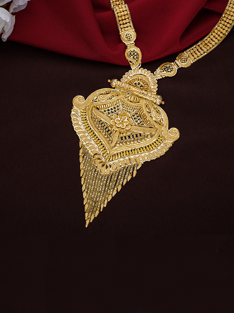 Trikon Kusuma Tassel Long Gold Necklace-1060010986984AA S30 - Image 2